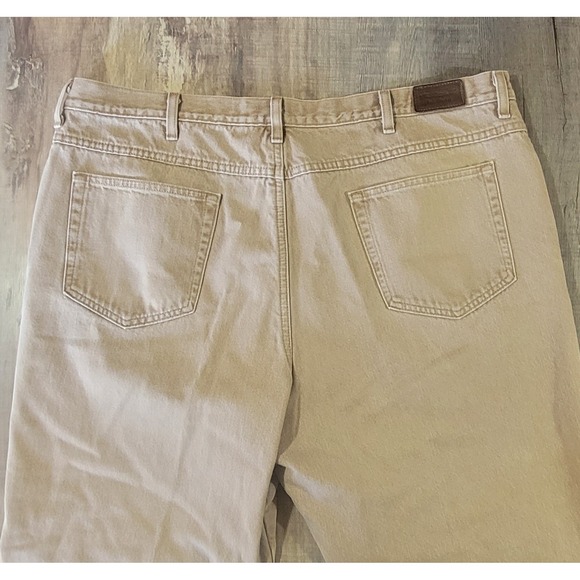 LL Bean Double L Classic Fit Mens 44x29 Plaid Flannel Lined Light Brown Denim - Picture 10 of 13